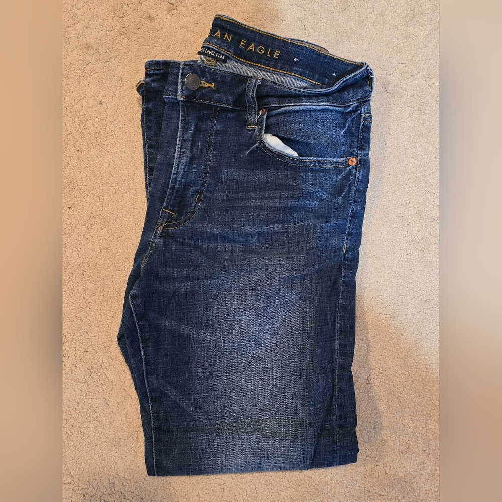 American Eagle Outfitters Men's Dark Blue Original Straight Jeans